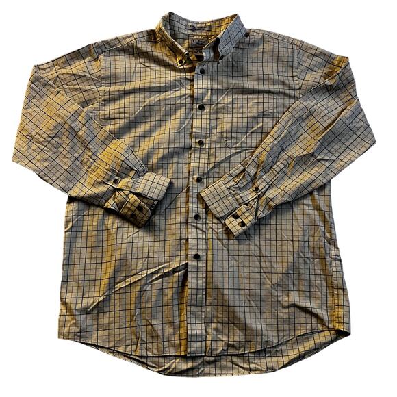 L.L. Bean Men's Wrinkle Resistant  Yellow Plaid Button-Down Shirt - Size L Reg - Picture 1 of 6